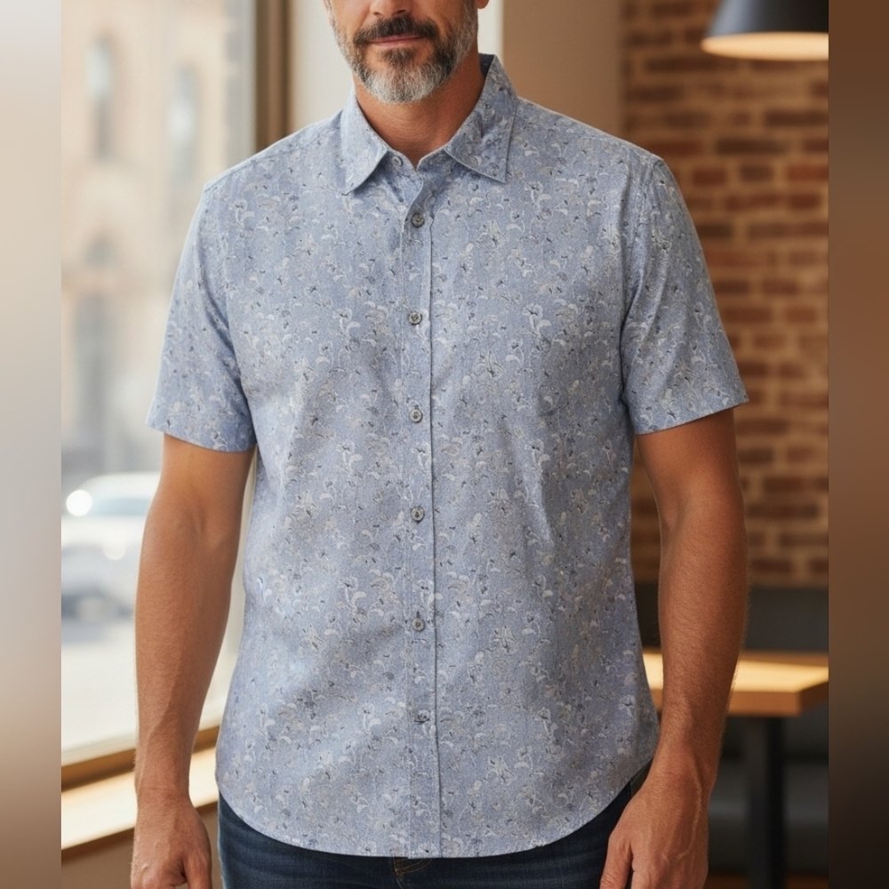 Hart Schaeffer Marx-Men's XXL Blue W/Blue Black & White Floral
